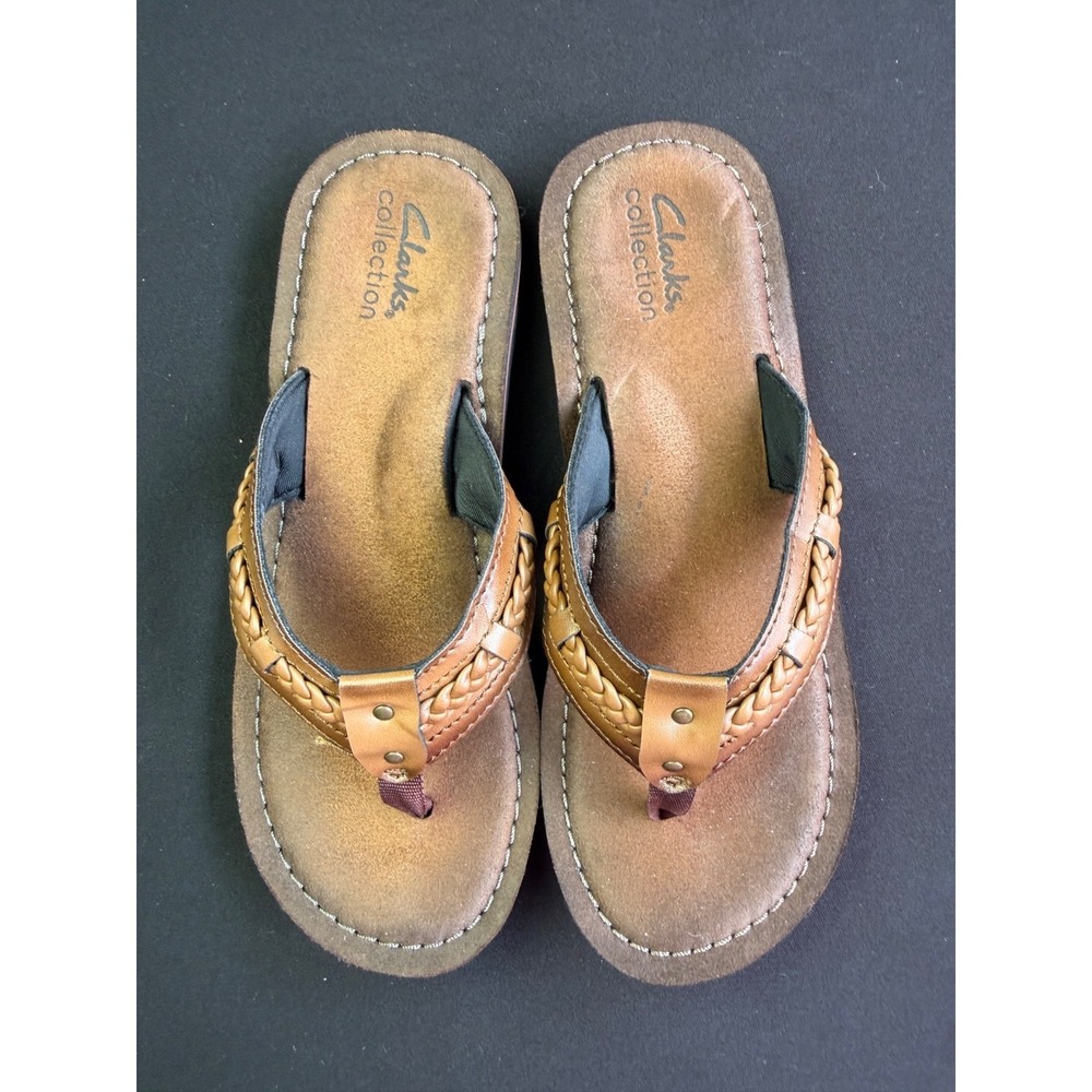 Clarks Womens Thong 7 Fenner Nerice 26125111 Honey Slip-on Flip Flop Sandal NEW - Picture 10 of 10